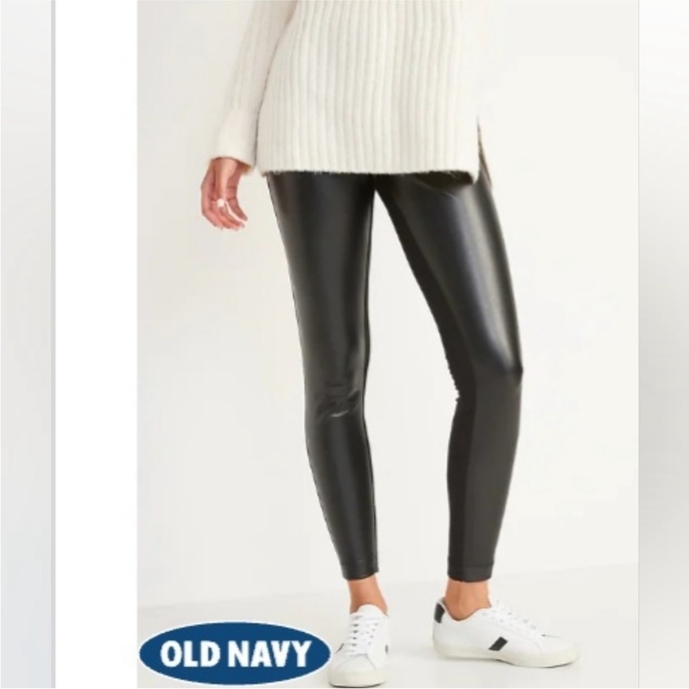 Black old navy faux leather front leggings xxl - Picture 1 of 6
